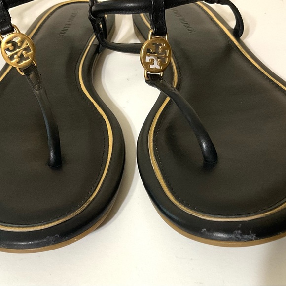 TORY BURCH Emmy T-strap Flat Sandals & dust bag Black 8 1/2 - Picture 15 of 16